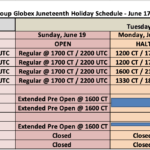 Trading Hours Schedule for Juneteenth in USA in 2022